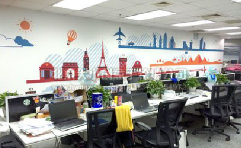 册亨教你设计办公室墙绘的方法。